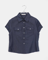 Siu Slim Fit Uniform Denim Pocket Short-Sleeved Shirt