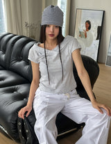 Clothi Solid Crop Short Sleeve Hoodie