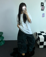 ヒップカーゴブラックジーンデニムワイドオーバーヒップデニム🩶🖤