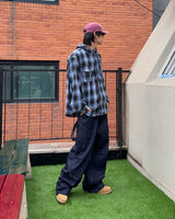 Detention Check Hooded Shirt (Blue)