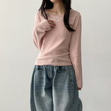 Noet Round Slim Plain Long Sleeve T-Shirt