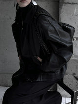 loose fit basic leather jacket