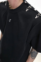 ディコンストラクティドバックルショルダーTシャツ