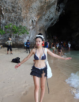 a dot-frilled bikini