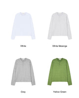 ペレンカットアウトヘンリーネック長袖Tシャツ