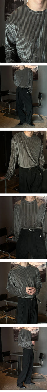 [UNISEX] Velvet stripe long sleeves (3color)
