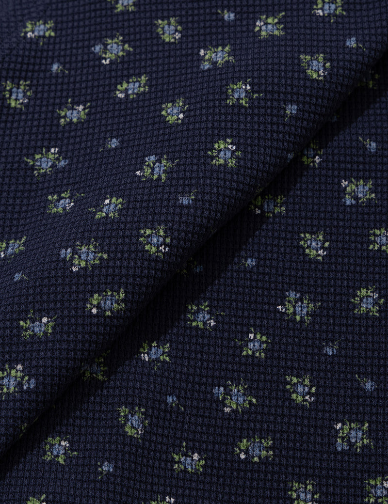 RUFFLE FLOWER BLOUSE(NAVY)
