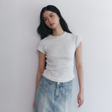 C 90S ラインベーシックTシャツ_ライトグレー