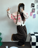 フリース🩷サイドピンタックロングワイドオーバーパンツ 💙🤎🩷🩶🖤5COLOR