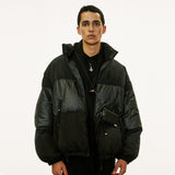 reversible wrinkles nylon high neck puffer