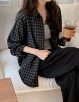 #Brownie Check Overfit Shirt (2color)