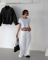 Roll-up Loose fit Cropped Short-sleeved T-shirt
