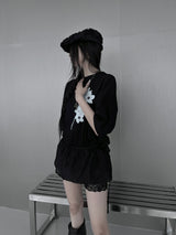 [unisex]フラワープリントオーバーフィット半袖Tシャツ (3color)