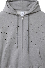 eyelet hood zip up (grey)