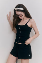Sweet Dreams Button Cami Top (Black)