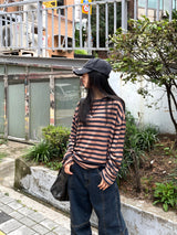 ストライプルースリネンTシャツ