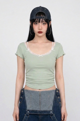ラッフル トリム リブド ベビー Tシャツ (4COLORS!)