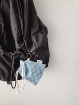 denim ribbon string pouch - light blue S