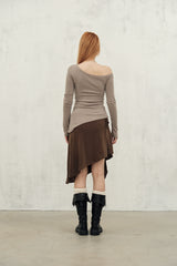 st stud skirt (brown)