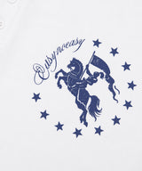 ホースレタリングヘンリーネッククロップドTシャツ - ホワイト