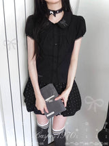 Black Puff Sleeve Blouse