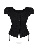 Amelie Side Ribbon Lace Blouse (3color)