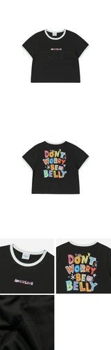 24FWベリーコラージュロゴクロップ半袖Tシャツ ブラック