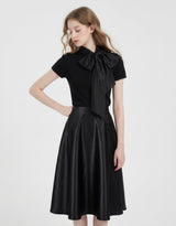 [PRE- FALL] [ATELIER] Adeline Satin Flare Midi Skirt Black
