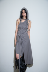【MADE】カットアウトラップドレス グレー