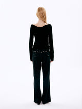  Eyelet Bootcut Pants_Black