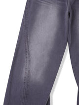 Button-fly wide denim pants