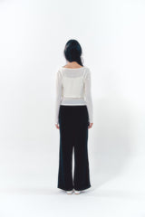 Knit Ribbon Shirring Top Set Ivory