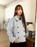 Ringsa Double-Button Collar Wool Short Coat