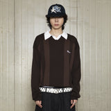 GNT037 Uniform Rugby Collar Knit (BROWN)