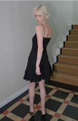 C RUFFLE SLEEVELESS DRESS_BLACK