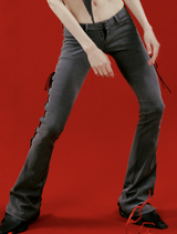 RIBBON BOOTS CUT PANTS