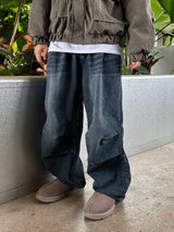Gracie Double Pintuck Balloon Denim Pants