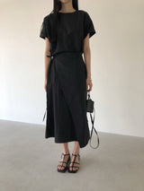 ジュール ラップロールアップ半袖ロングワンピース