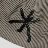 Grid Leather Patch Waffle Beanie (2c)