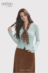 mint dot scarf cardigan