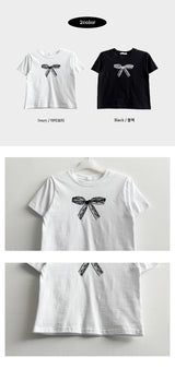  Lying Ribbon Printing Short Sleeve