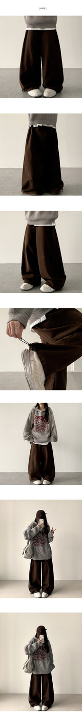 Moody deep color pitch tantan cotton banding wide pants