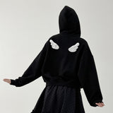 Angel Wing Zip-Up Hoodie - Black