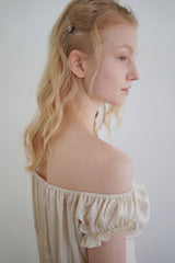 Silky shirring dress_beige