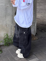 denim button cargo pants
