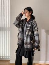 Deep green wool Nordic knit cardigan