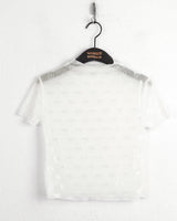 Lapit see-through ribbon half-turtleneck short-sleeved T-shirt