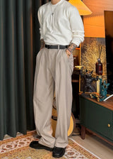 Three-Tuck Back Banding Slacks  3COLOR