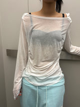 ミドル ドレープ ルーズ フーデッド ロングスリーブ Tシャツ 3カラー