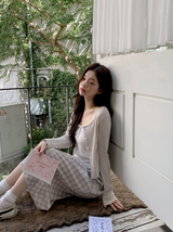 [SHOPPERMADE] Sucre Cotton Eyelet Crop Cardigan (5color)
